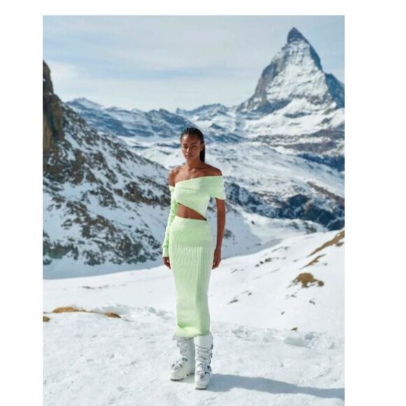 New Baobab Botanico One sleeve Asymmetrical cutouts Midi Dress Mantis Green Sz L - Picture 3 of 9